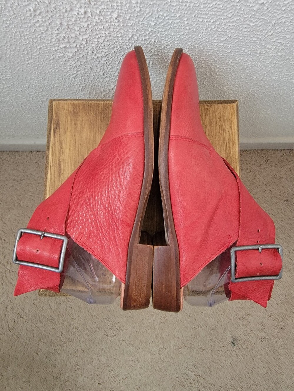 Free People Bryce Buckle Ankle Wrap Leather Point Toe Slingback 38/US 8 Red Chic